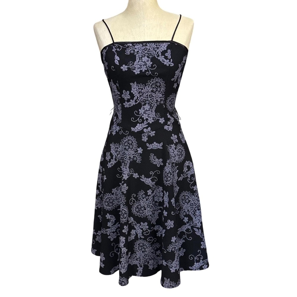 Vintage Beata Studio 5/6 XS Black Purple Floral Lace Dress Whimsigoth Fairy 90s